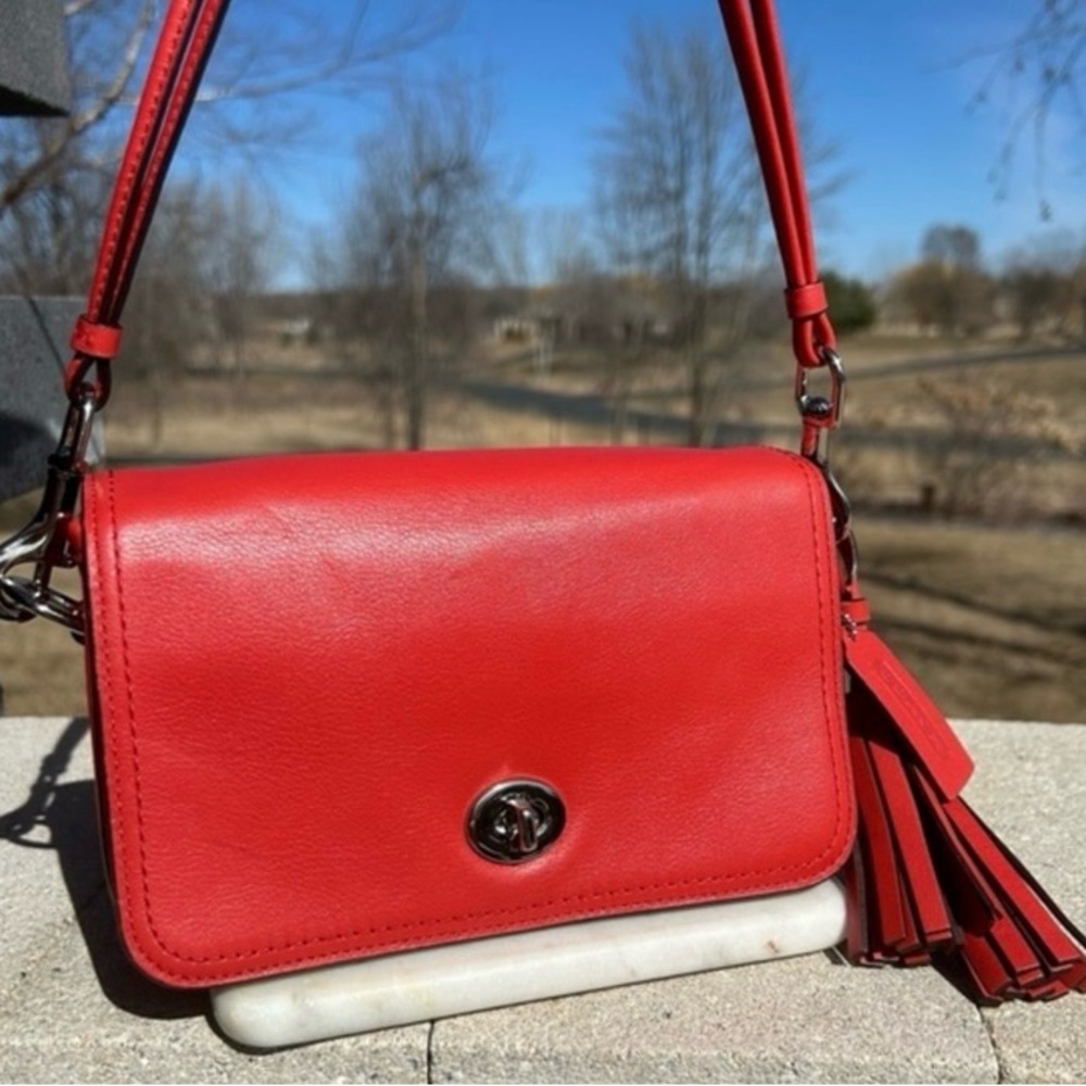 Coach Legacy Penny Leather Shoulder Crossbody Purse 19914 Poppy Red EUC
